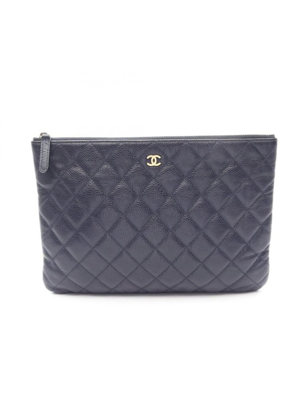 Chanel Clutch Quilted Navy Caviar Leather